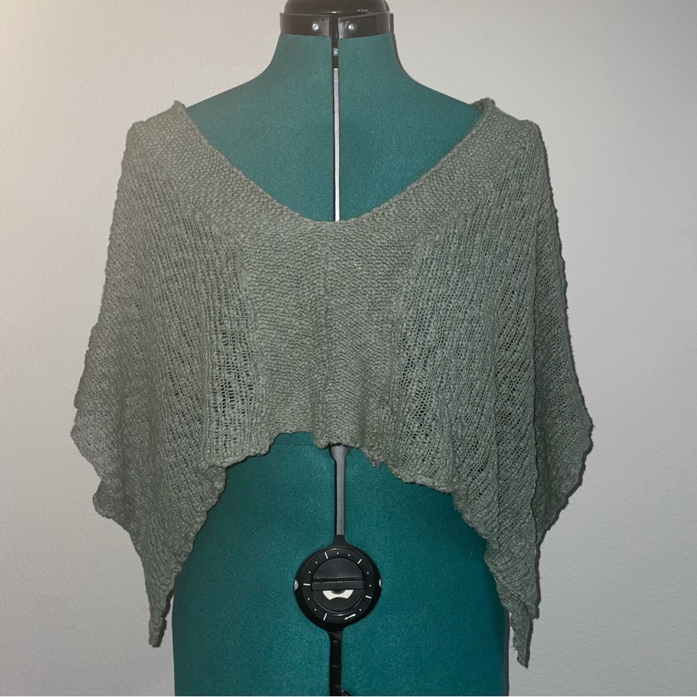 Free People Poncho Green Knit size S/P